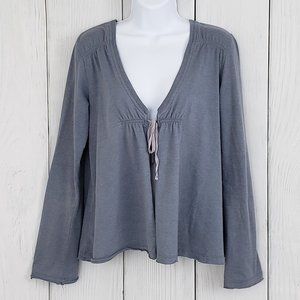 TITLE NINE sz Small Blue Jersey Knit Tie Cardigan